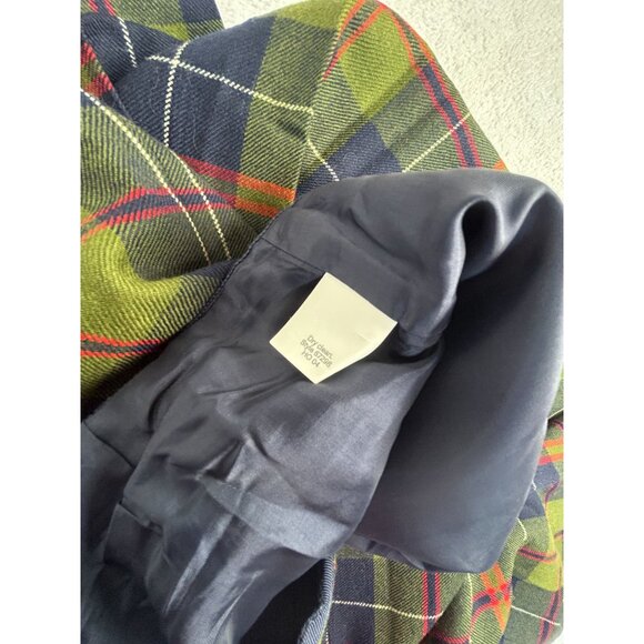 J.Crew Womens Pleated Tartan Plaid Wool Skirt Size 4 Green Navy Style 67298 - Picture 4 of 9